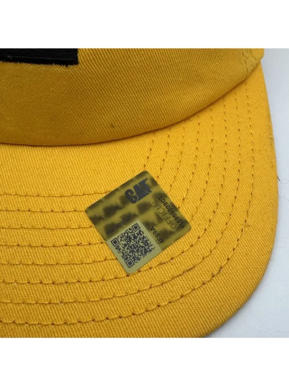 CAT Caterpillar Youth Block C Ripstop Flat Bill Snapback Hat Cap Yellow Black